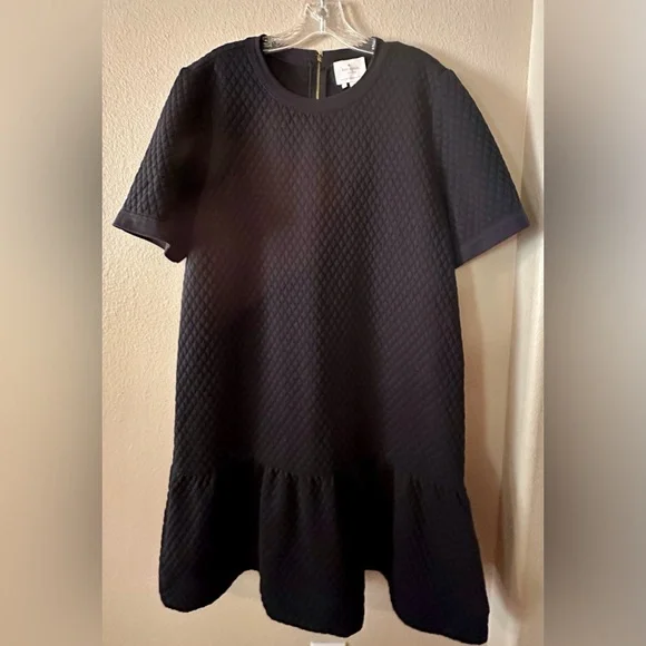 Kate Spade New York Drop Waist Dress Short-Sleeve Ruffle Hem Black Size XL - Picture 1 of 6